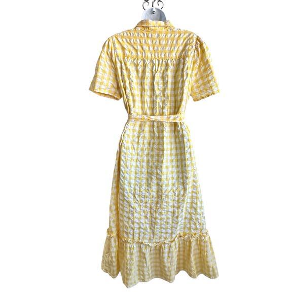 Lisa Marie Fernandez Target Yellow Gingham midi cottage Dress size L - Picture 3 of 14